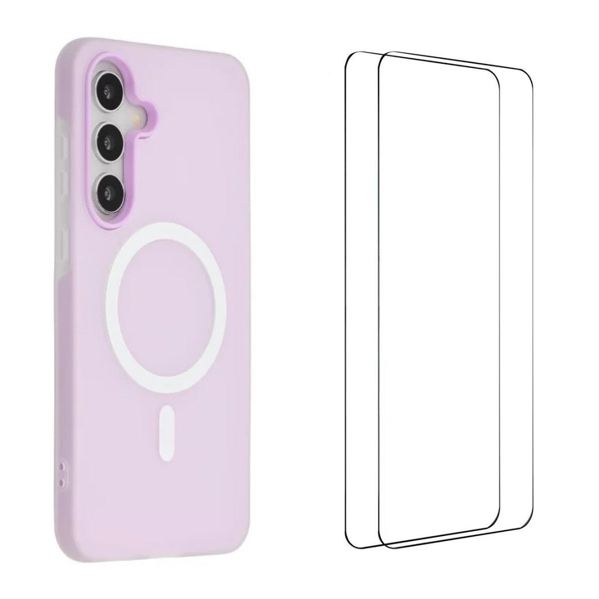 For Samsung Galaxy S25 Magnetic Case WANLONFENG ML Series Matte PC TPU Phone Cover Large Cutouts with 2Pcs Screen Film