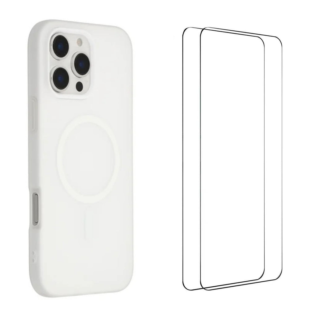 For iPhone 16 Pro Magnetic Case WANLONFENG ML Series Matte PC TPU Phone Cover Large Cutouts with 2Pcs Screen Film