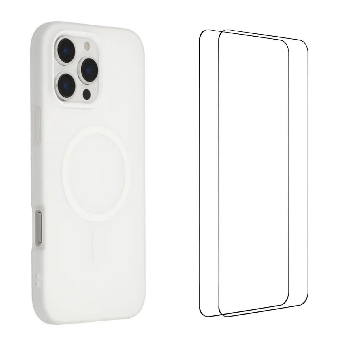 For iPhone 16 Pro Magnetic Case WANLONFENG ML Series Matte PC TPU Phone Cover Large Cutouts with 2Pcs Screen Film