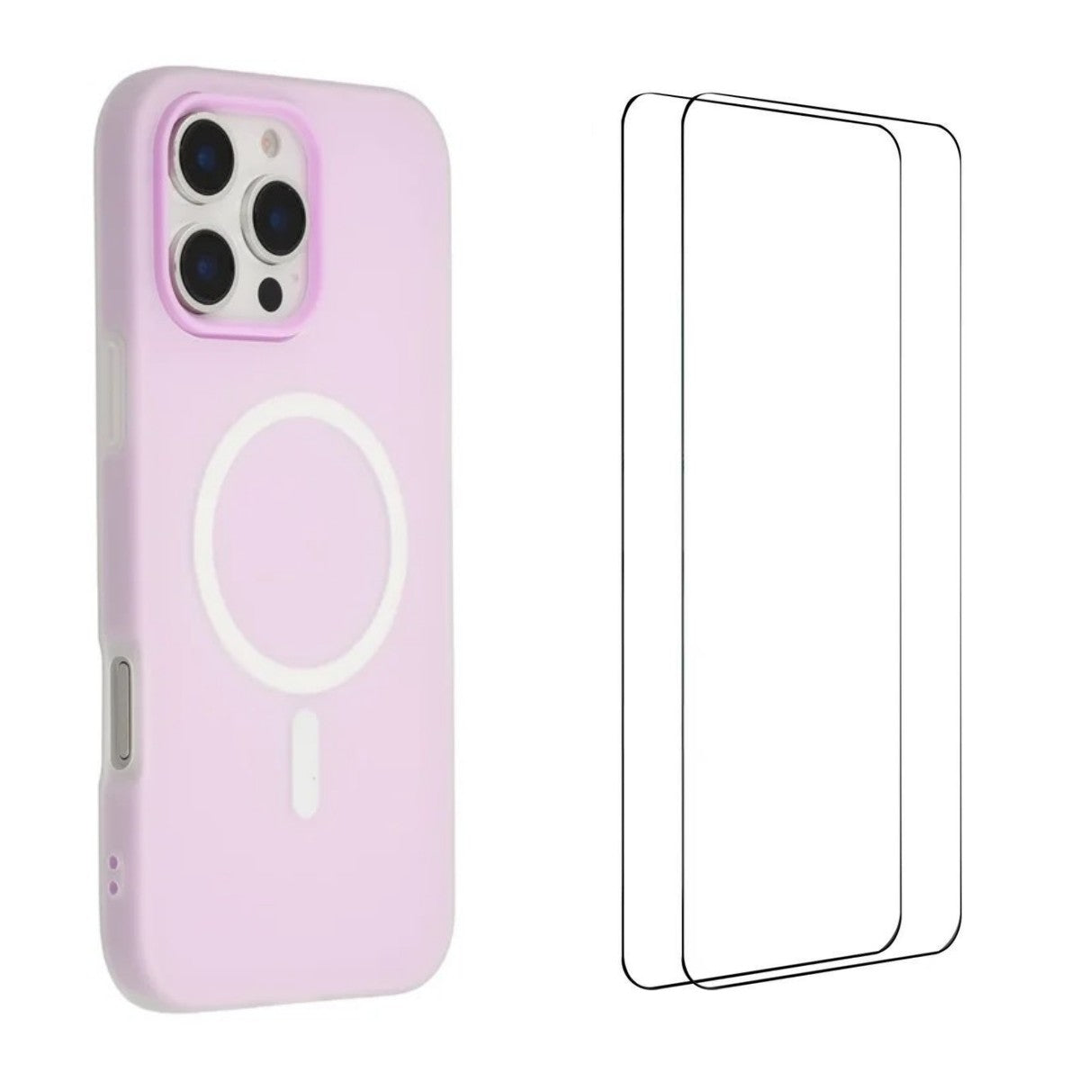 For iPhone 16 Pro Magnetic Case WANLONFENG ML Series Matte PC TPU Phone Cover Large Cutouts with 2Pcs Screen Film