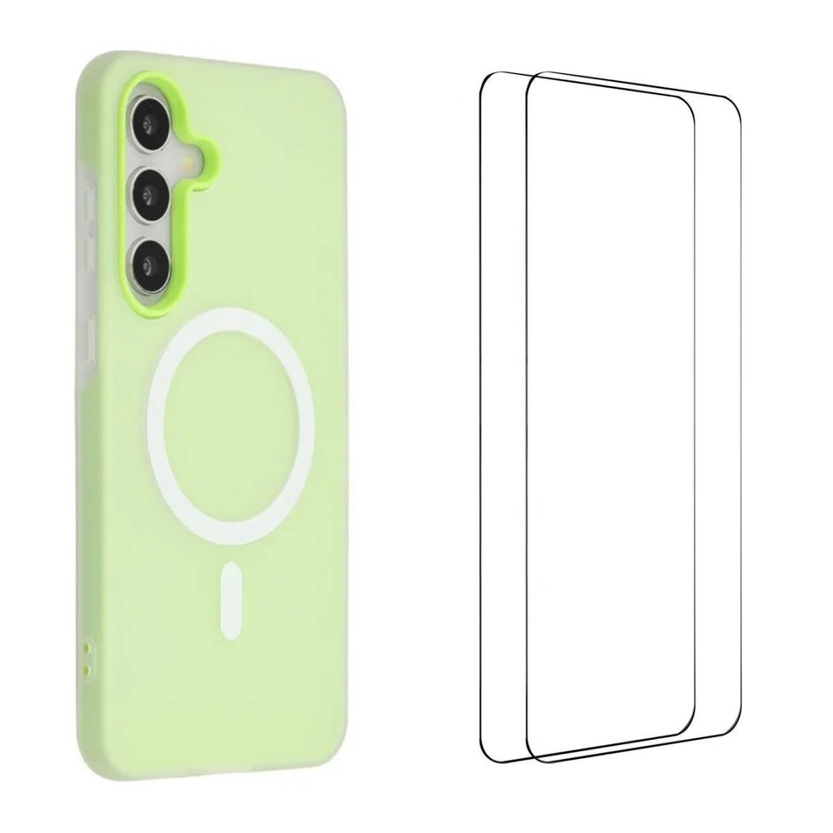 For Samsung Galaxy S24 Magnetic Case WANLONFENG ML Series Matte PC TPU Phone Cover Large Cutouts with 2Pcs Screen Film