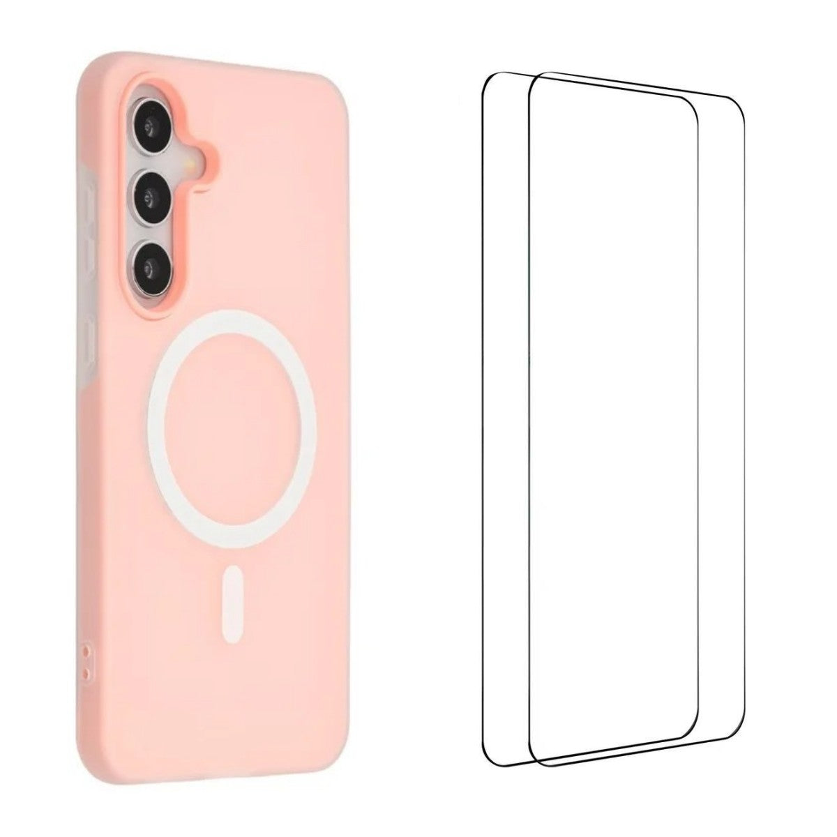 For Samsung Galaxy S24+ Magnetic Case WANLONFENG ML Series Matte PC TPU Phone Cover Large Cutouts with 2Pcs Screen Film