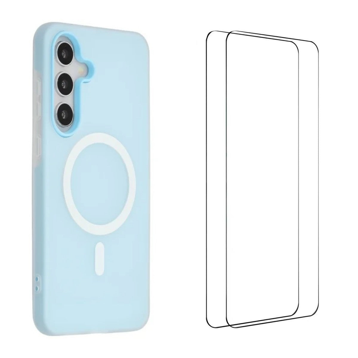 For Samsung Galaxy S24+ Magnetic Case WANLONFENG ML Series Matte PC TPU Phone Cover Large Cutouts with 2Pcs Screen Film