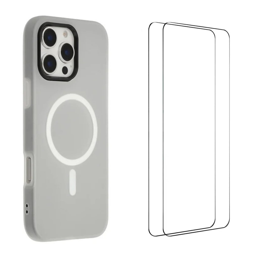 Coque magnétique WANLONFENG série ML pour iPhone 16 Pro Max, en polycarbonate et TPU mat, avec découpes larges et 2 films de protection d'écran inclus.