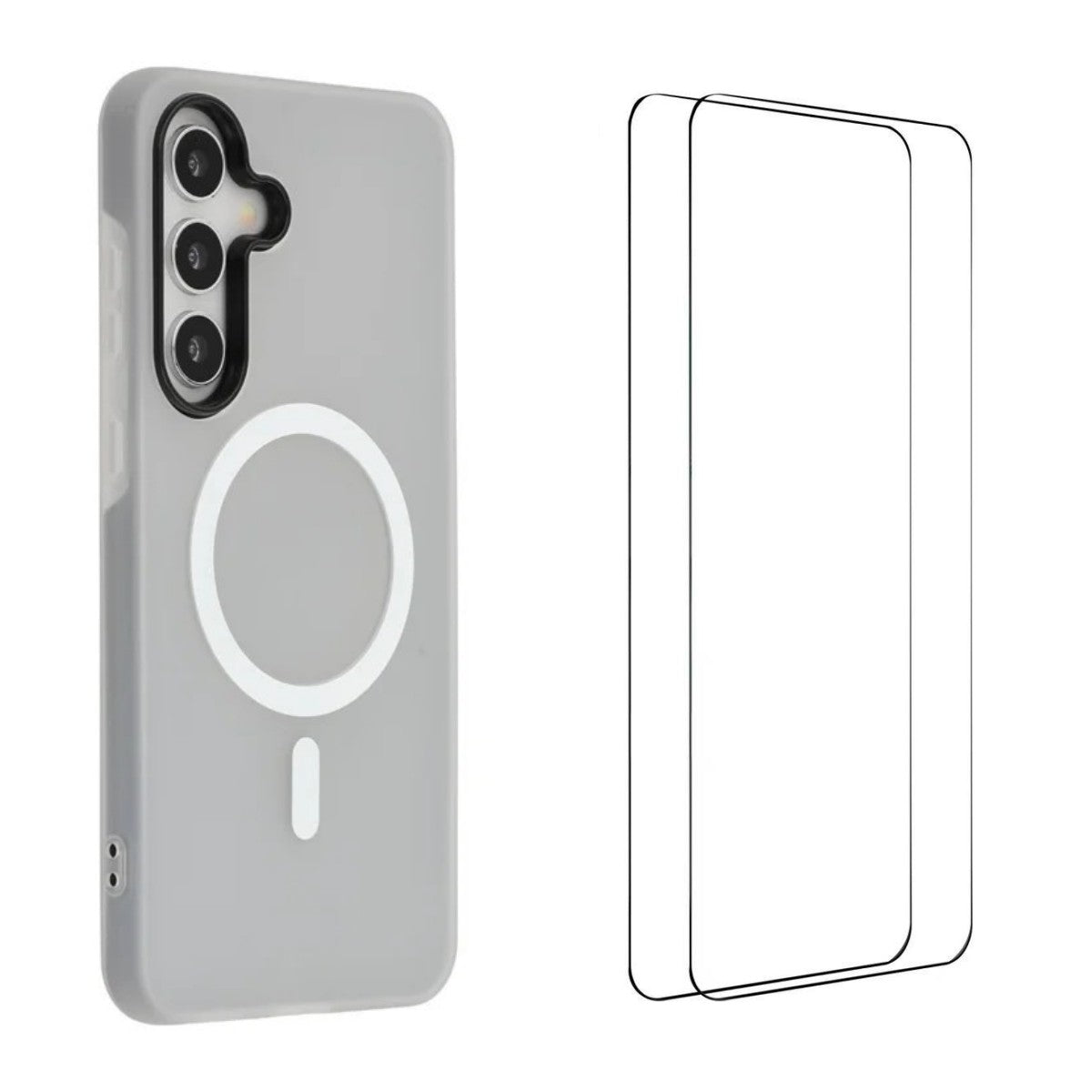 For Samsung Galaxy S25 FE Magnetic Case WANLONFENG ML Series Matte PC TPU Phone Cover Large Cutouts with 2Pcs Screen Film