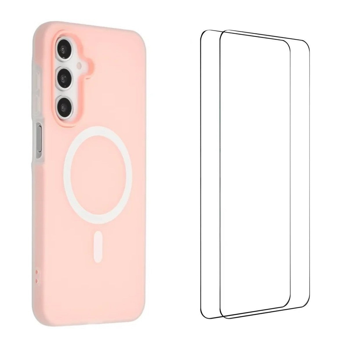 For Samsung Galaxy A35 5G Magnetic Case WANLONFENG ML Series Matte PC TPU Phone Cover Large Cutouts with 2Pcs Screen Film