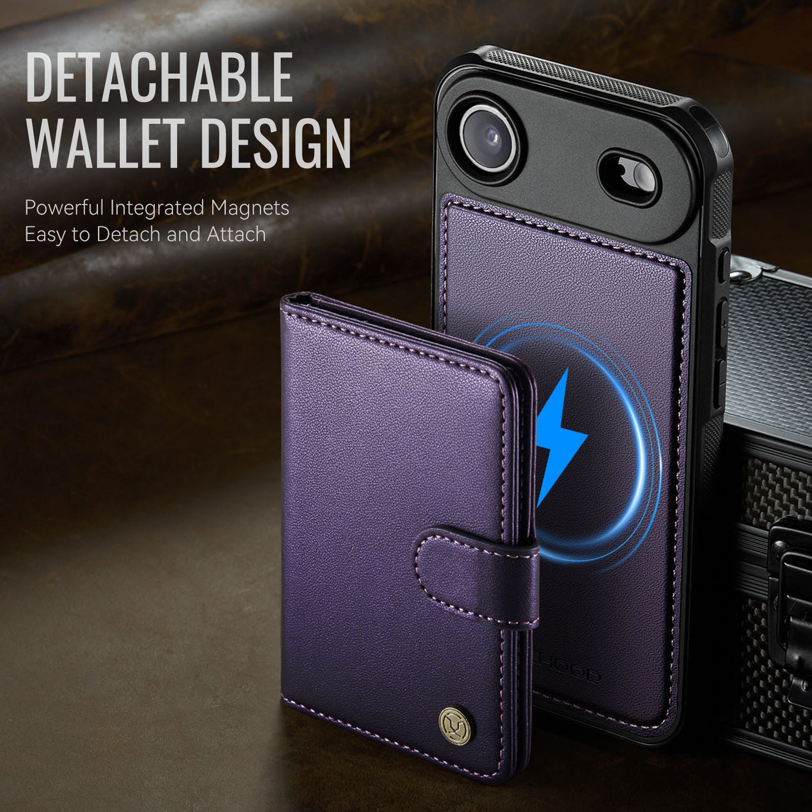 For iPhone Air Case JEEHOOD J09 RFID Blocking Card Holder Leather Back Phone Cover Compatible with MagSafe