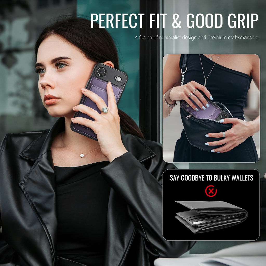 For iPhone Air Case JEEHOOD J09 RFID Blocking Card Holder Leather Back Phone Cover Compatible with MagSafe