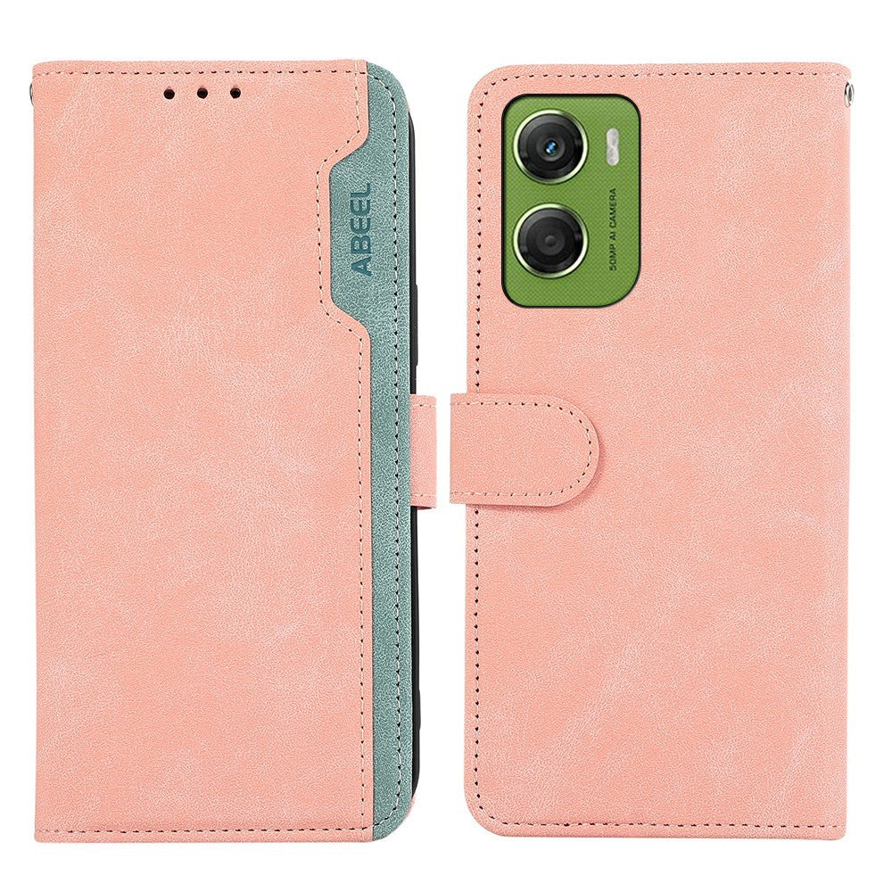 ABEEL For Motorola Moto G06 4G Case Color Splicing Leather Flip Phone Cover RFID Blocking