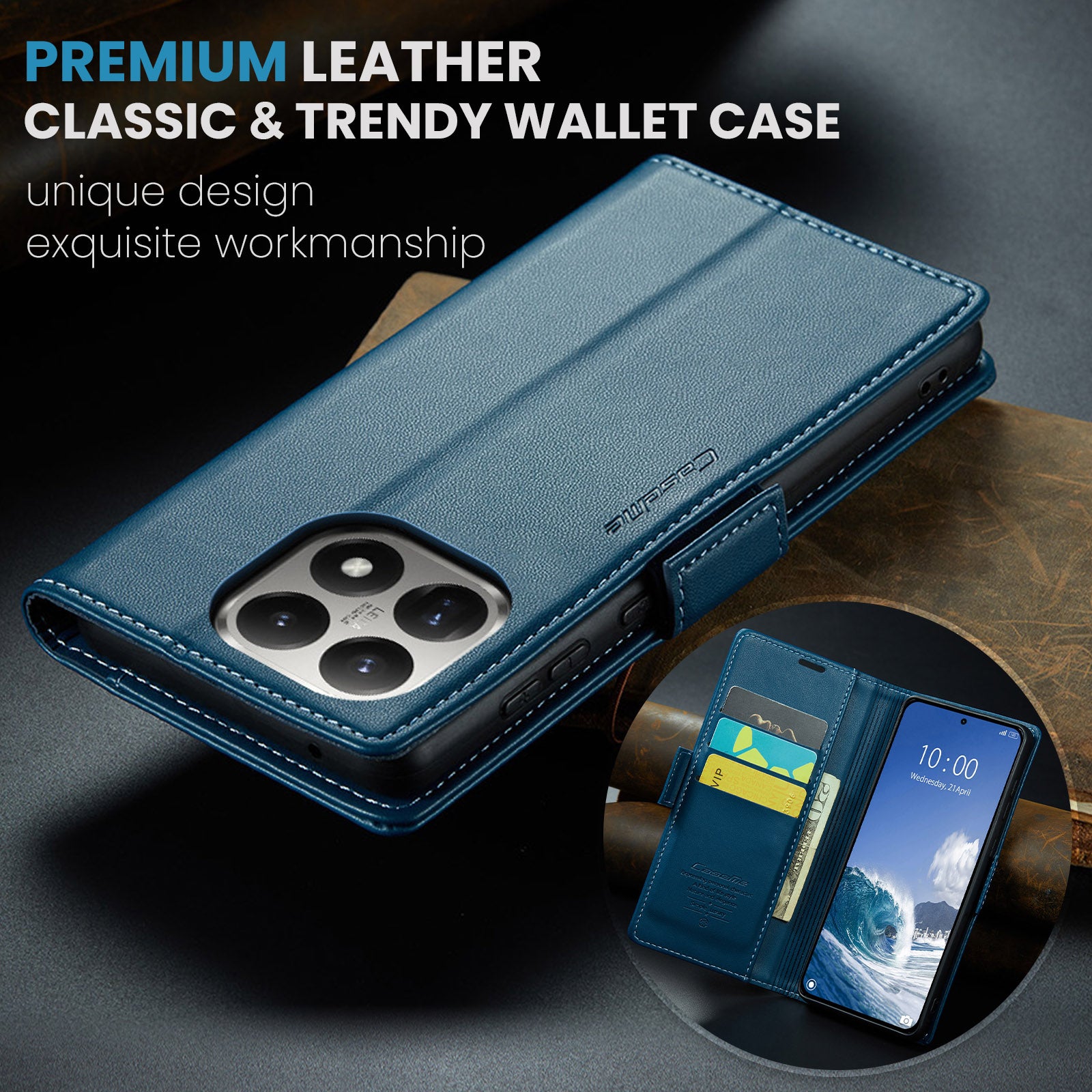 For Xiaomi 15T Case CASEME 023 Series RFID Blocking Glossy Stand Phone Cover