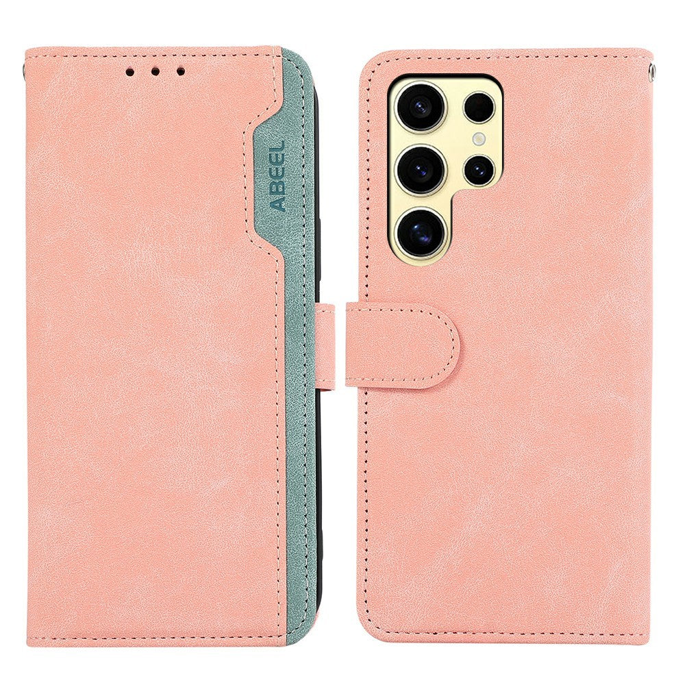 ABEEL For Samsung Galaxy S26 Ultra Case Color Splicing Leather Flip Phone Cover RFID Blocking