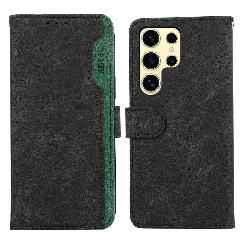 ABEEL For Samsung Galaxy S26 Ultra Case Color Splicing Leather Flip Phone Cover RFID Blocking
