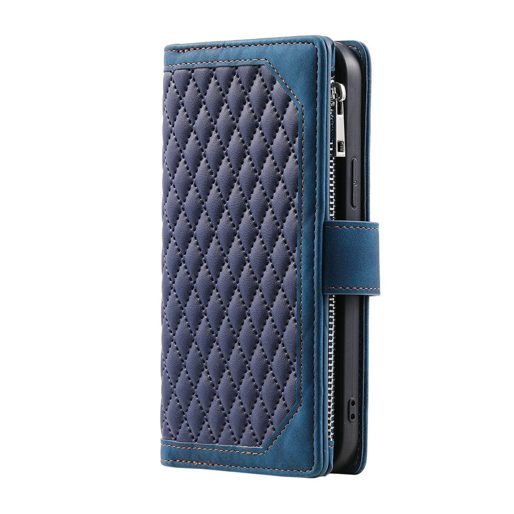For Samsung Galaxy S26  /  S26 Pro Wallet Case Rhombus Stitching Line PU Leather Phone Cover with Wrist Strap