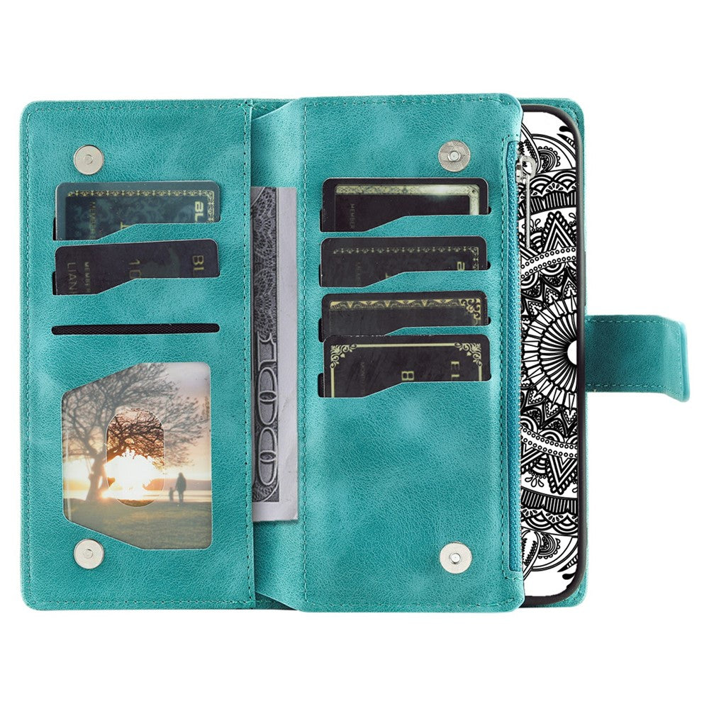 For Samsung Galaxy S26  /  S26 Pro Wallet Case Mandala Flower Pattern PU Leather Phone Cover with Wrist Strap