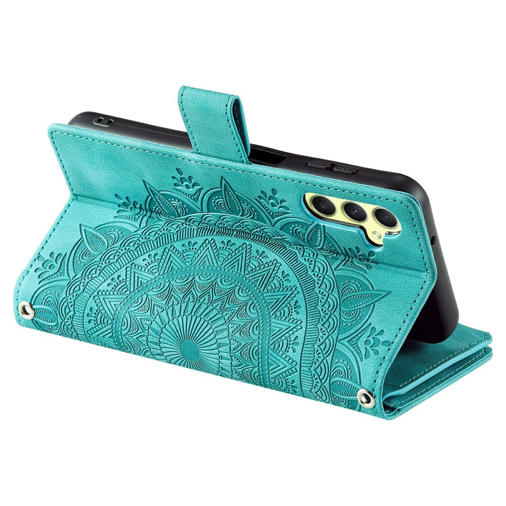 For Samsung Galaxy S26  /  S26 Pro Wallet Case Mandala Flower Pattern PU Leather Phone Cover with Wrist Strap