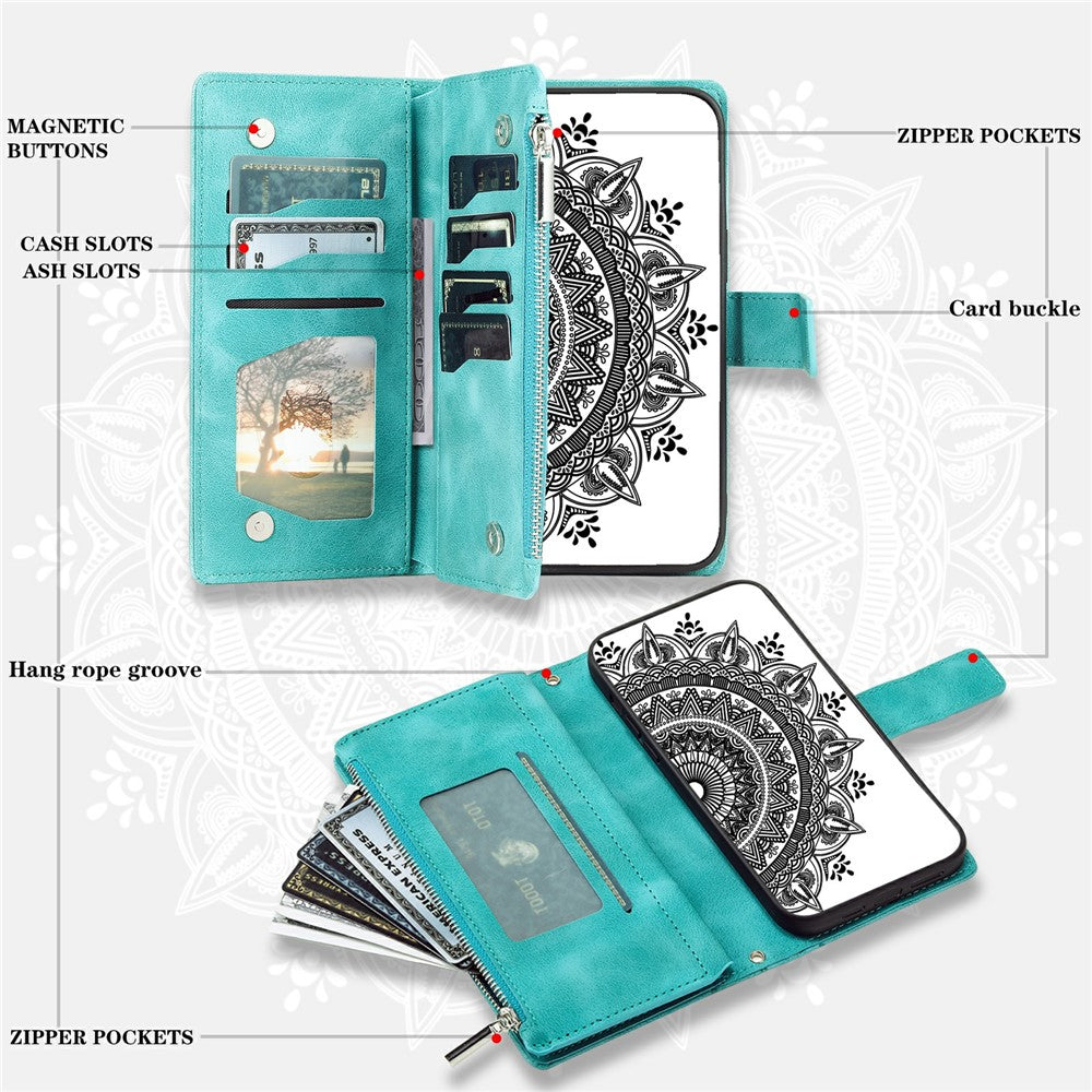 For Samsung Galaxy S26  /  S26 Pro Wallet Case Mandala Flower Pattern PU Leather Phone Cover with Wrist Strap