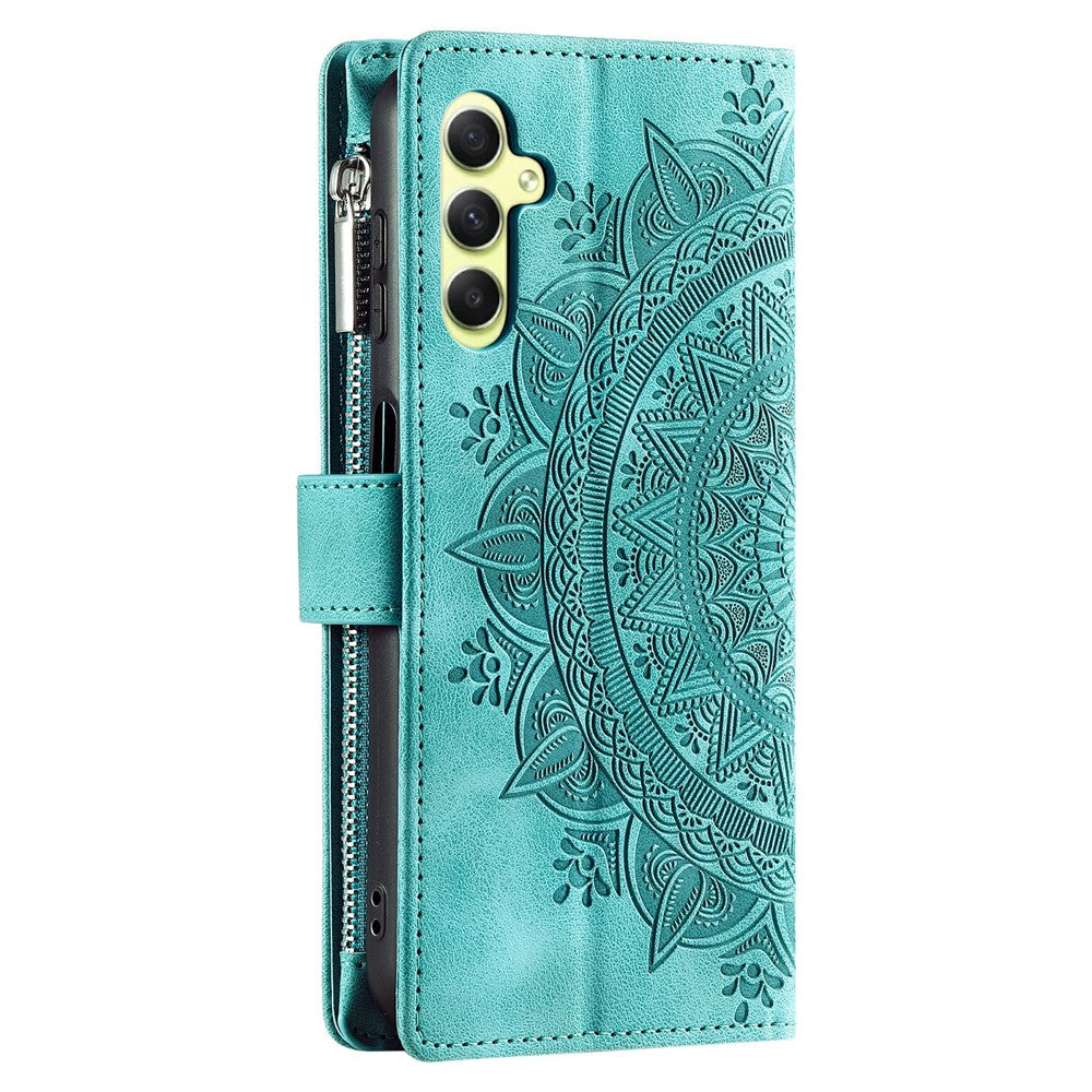 For Samsung Galaxy S26  /  S26 Pro Wallet Case Mandala Flower Pattern PU Leather Phone Cover with Wrist Strap