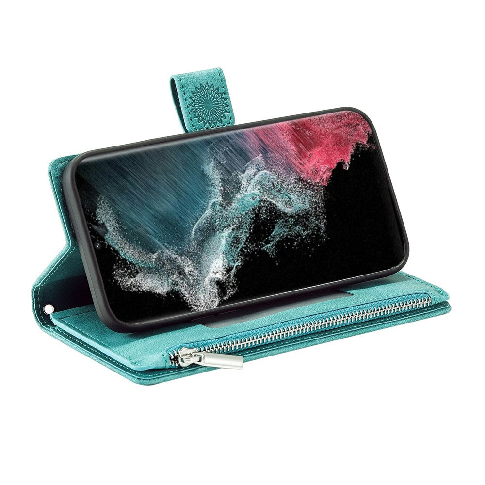 For Samsung Galaxy S26 Ultra Wallet Case Mandala Flower Pattern PU Leather Phone Cover with Wrist Strap