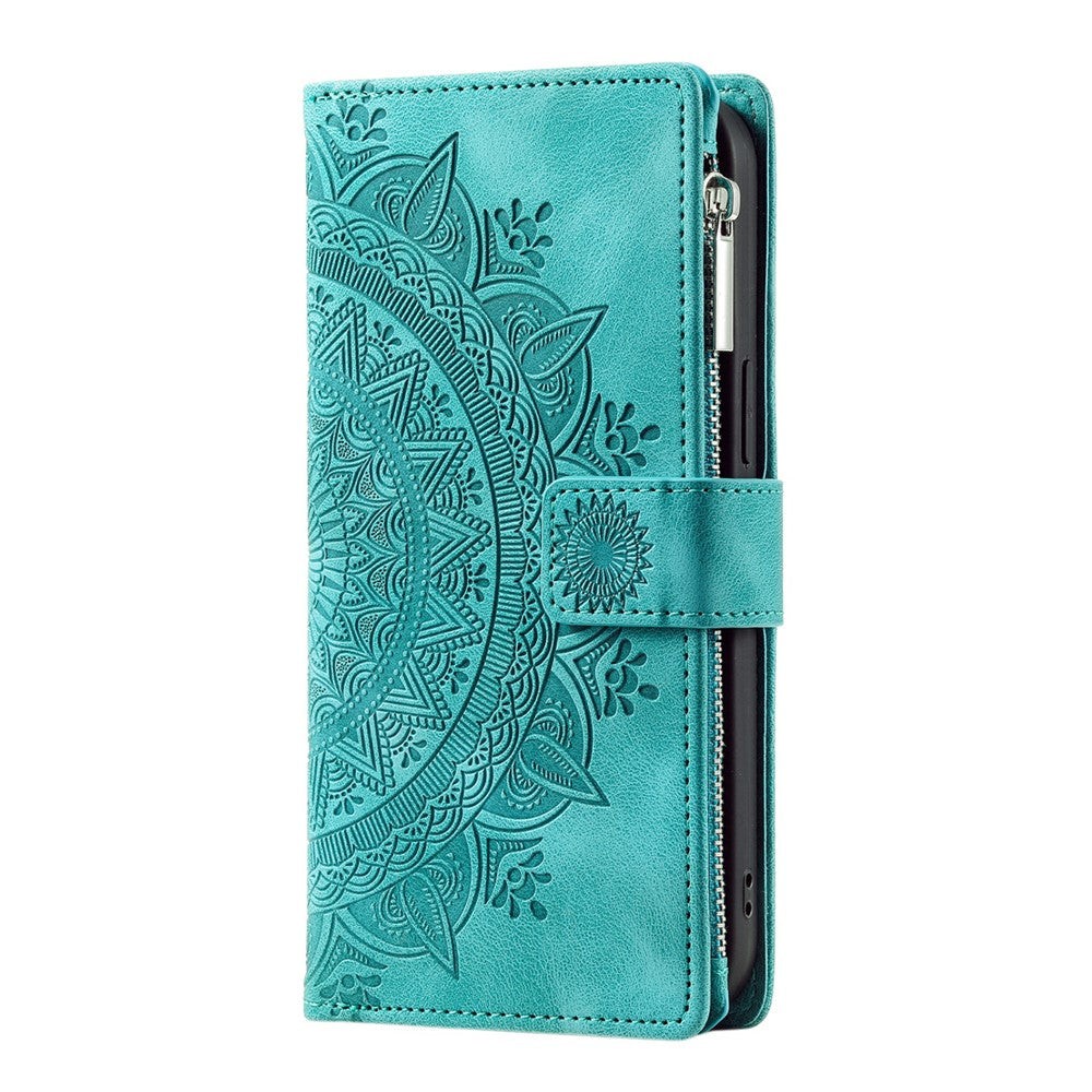 For Samsung Galaxy S26 Ultra Wallet Case Mandala Flower Pattern PU Leather Phone Cover with Wrist Strap
