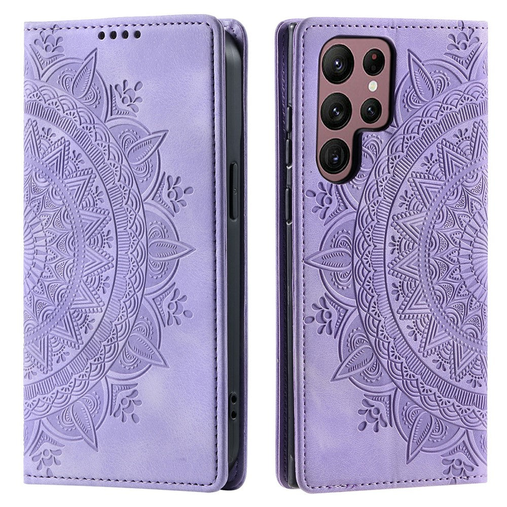 For Samsung Galaxy S26 Ultra Case Magnetic Closing Leather Phone Cover Pattern Imprinted