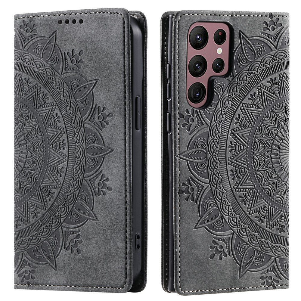 For Samsung Galaxy S26 Ultra Case Magnetic Closing Leather Phone Cover Pattern Imprinted
