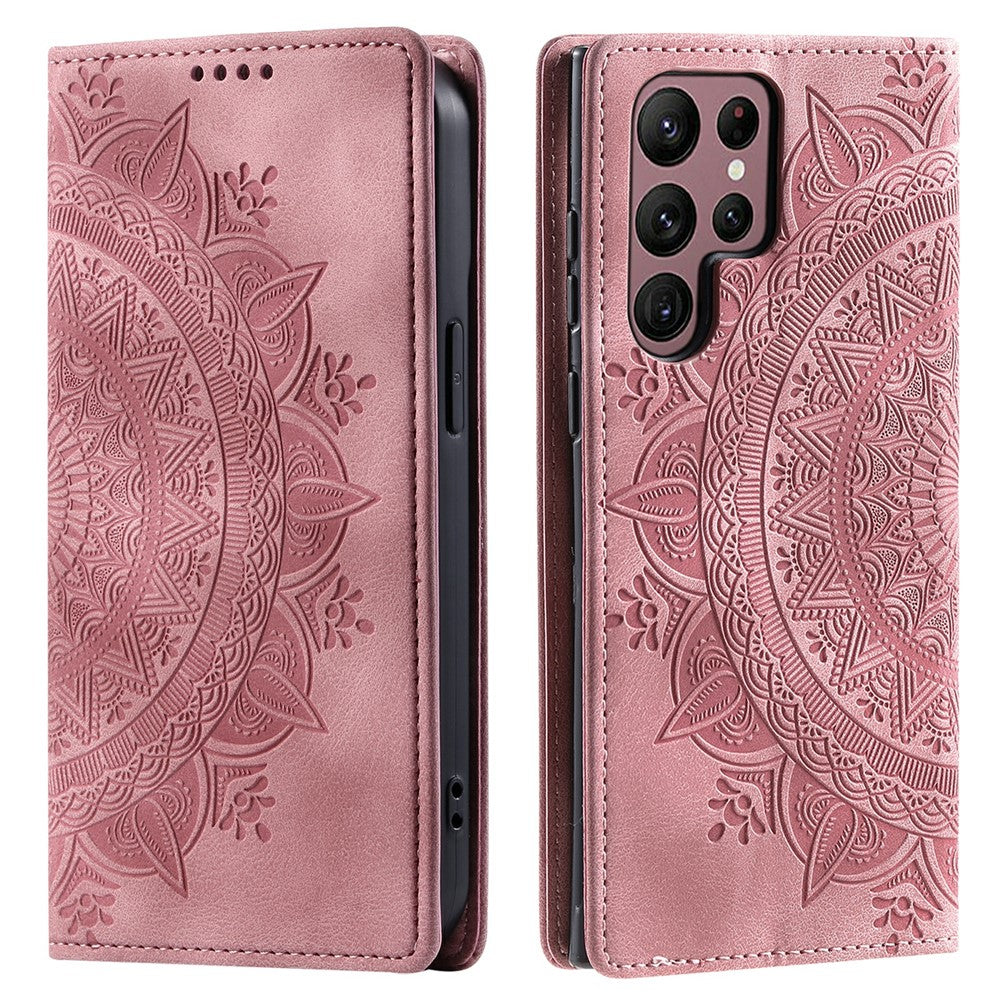 For Samsung Galaxy S26 Ultra Case Magnetic Closing Leather Phone Cover Pattern Imprinted