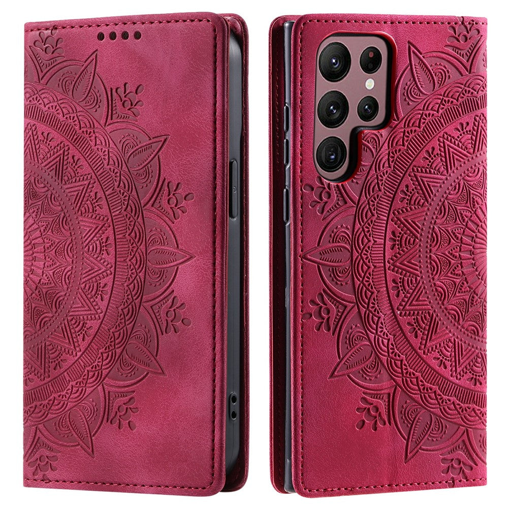For Samsung Galaxy S26 Ultra Case Magnetic Closing Leather Phone Cover Pattern Imprinted