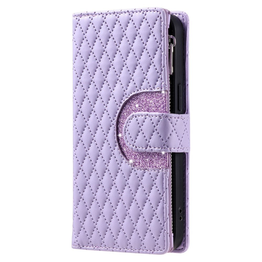 For Samsung Galaxy S26  /  S26 Pro Case Zipper Pocket Glitter Leather Phone Cover with Wrist Strap