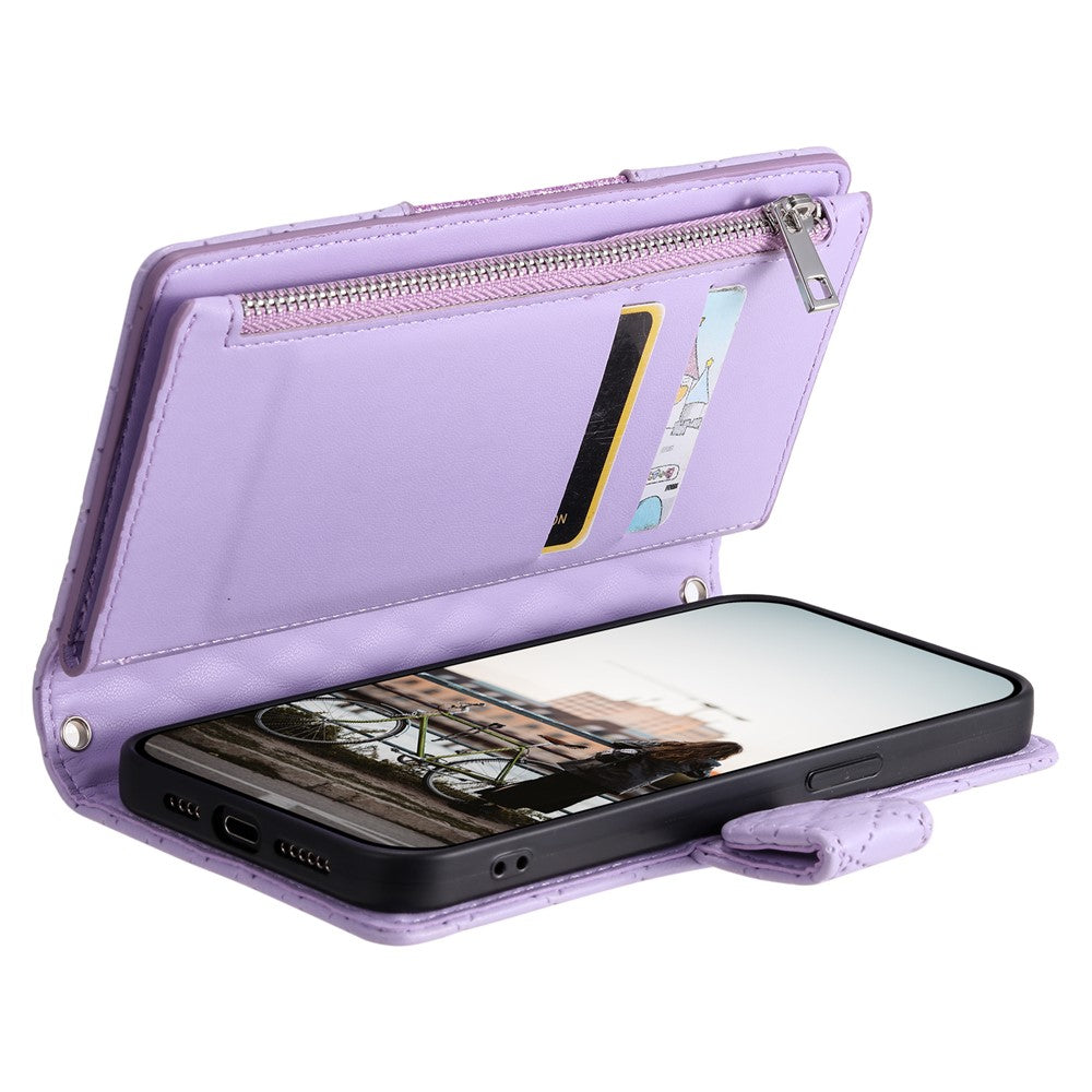 For Samsung Galaxy S26  /  S26 Pro Case Zipper Pocket Glitter Leather Phone Cover with Wrist Strap