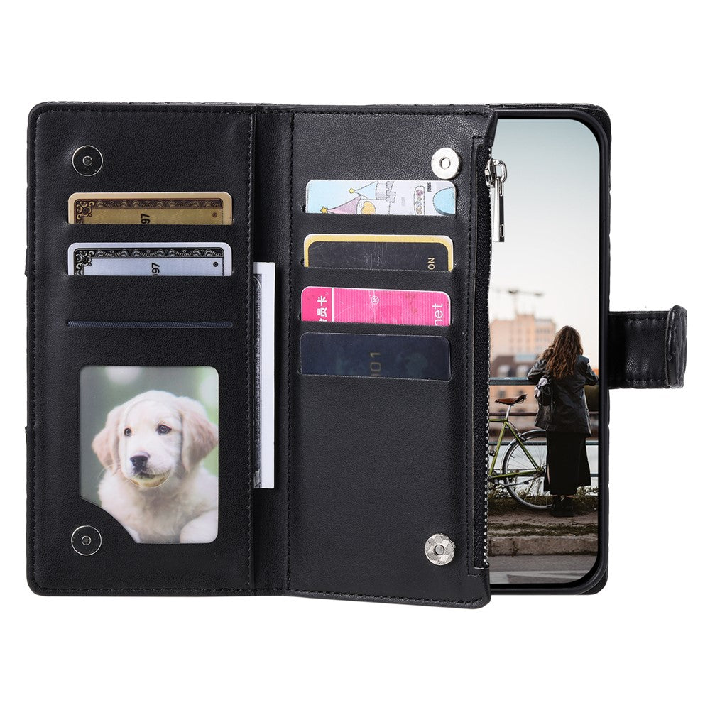 For Samsung Galaxy S26 Ultra Case Zipper Pocket Glitter Leather Phone Cover with Wrist Strap