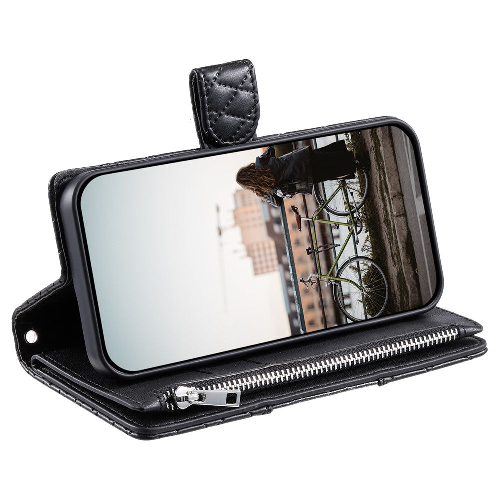 For Samsung Galaxy S26 Ultra Case Zipper Pocket Glitter Leather Phone Cover with Wrist Strap