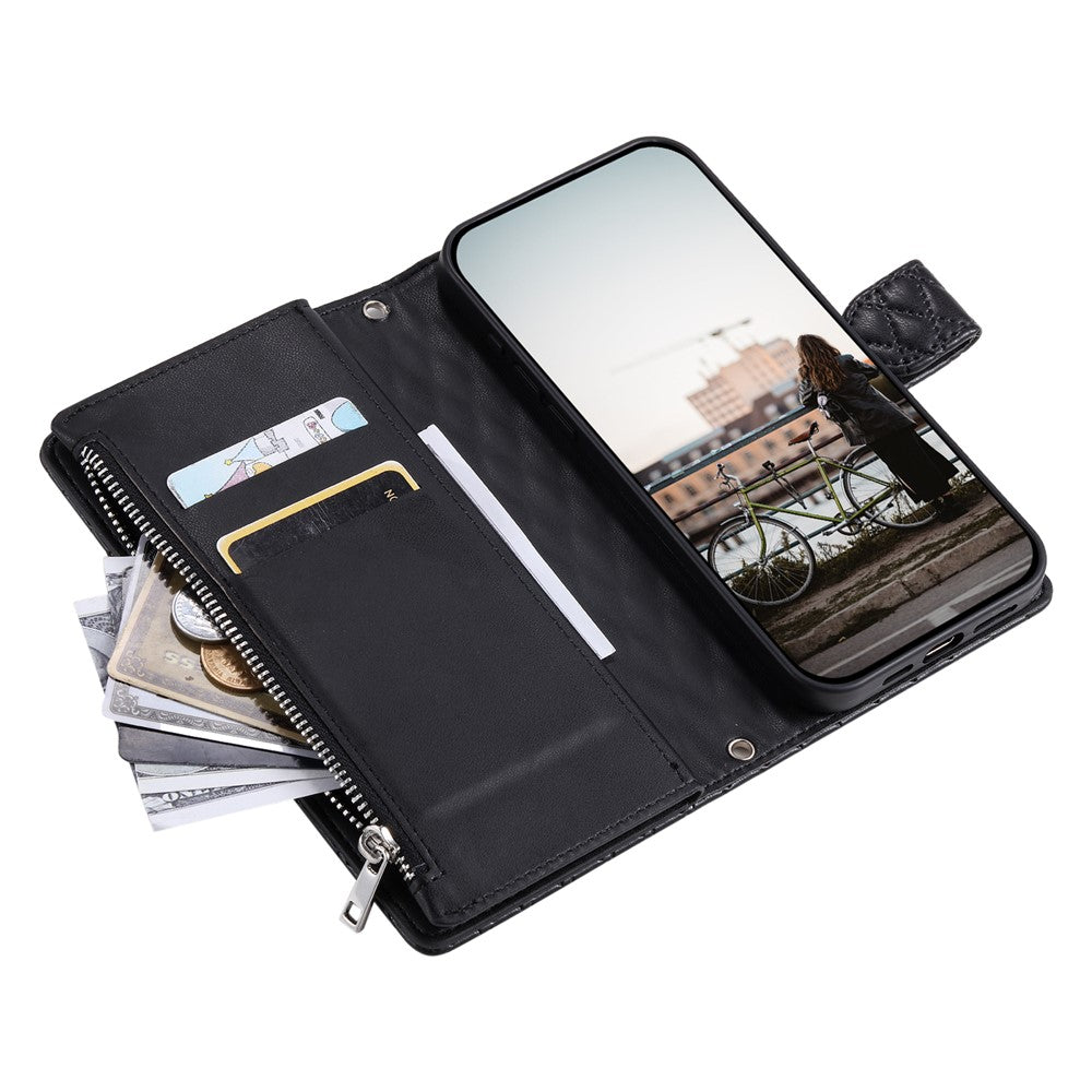 For Samsung Galaxy S26 Ultra Case Zipper Pocket Glitter Leather Phone Cover with Wrist Strap