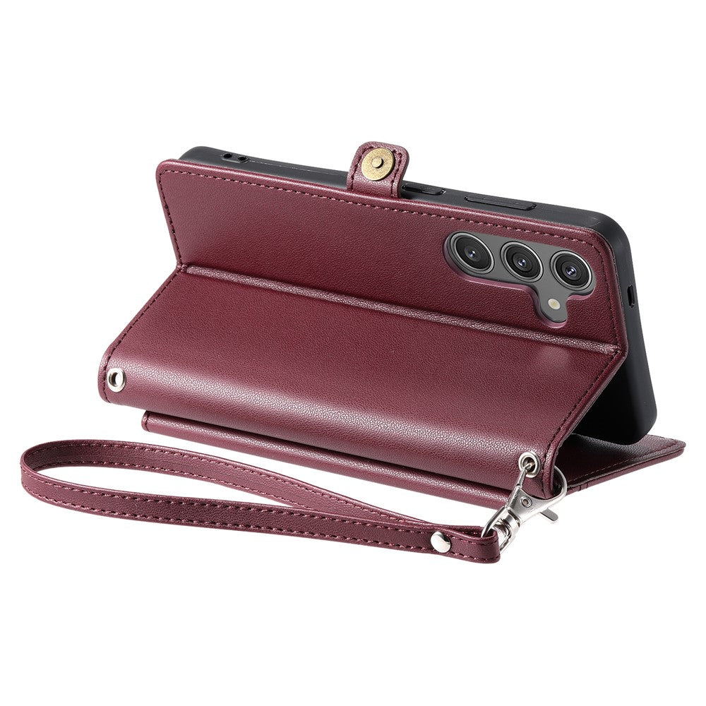 For Samsung Galaxy S26  /  S26 Pro Leather Case with Wrist Strap Wallet Stand Phone Cover
