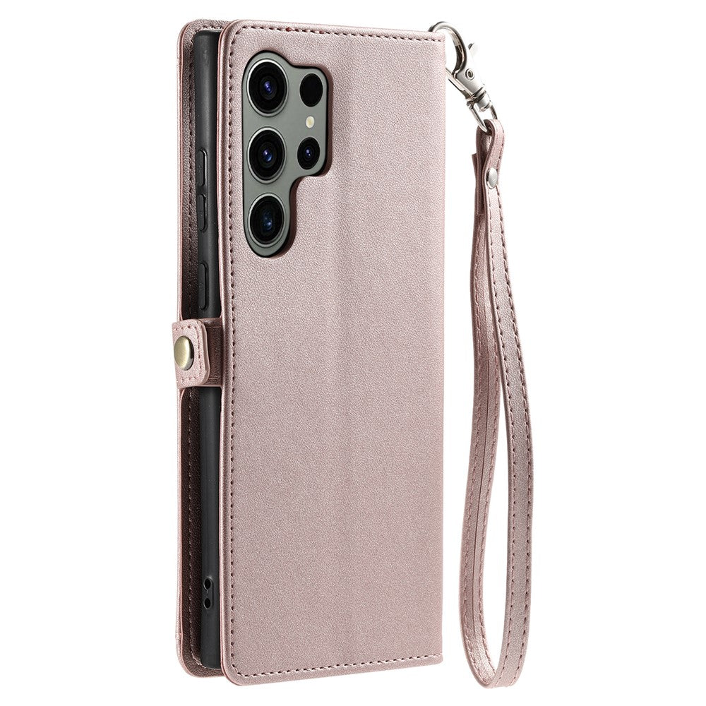 For Samsung Galaxy S26 Ultra Leather Case with Wrist Strap Wallet Stand Phone Cover