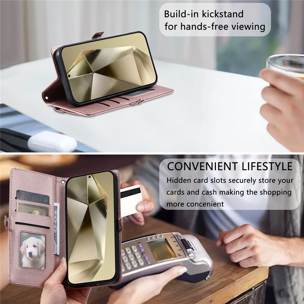 For Samsung Galaxy S26 Ultra Leather Case with Wrist Strap Wallet Stand Phone Cover