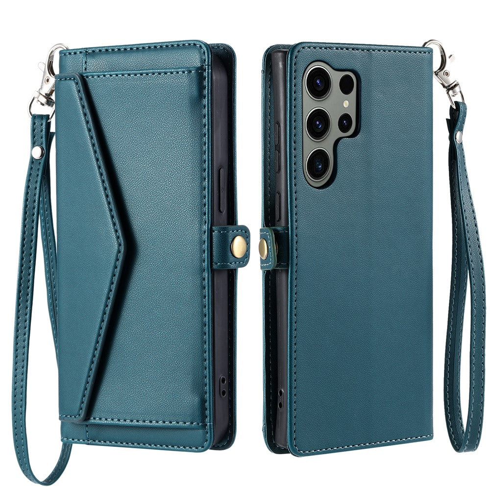 For Samsung Galaxy S26 Ultra Leather Case with Wrist Strap Wallet Stand Phone Cover