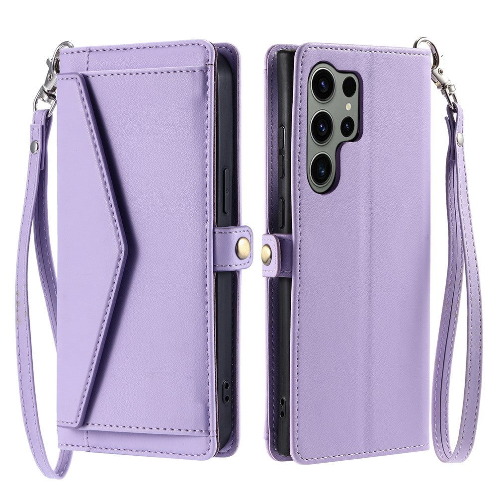 For Samsung Galaxy S26 Ultra Leather Case with Wrist Strap Wallet Stand Phone Cover