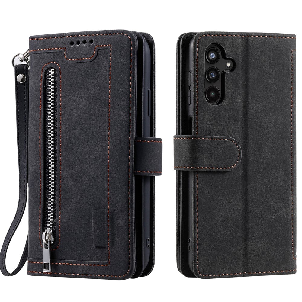 For Samsung Galaxy S26  /  S26 Pro Case 9 Card Slots Zipper Wallet PU Leather Phone Cover with Wrist Strap