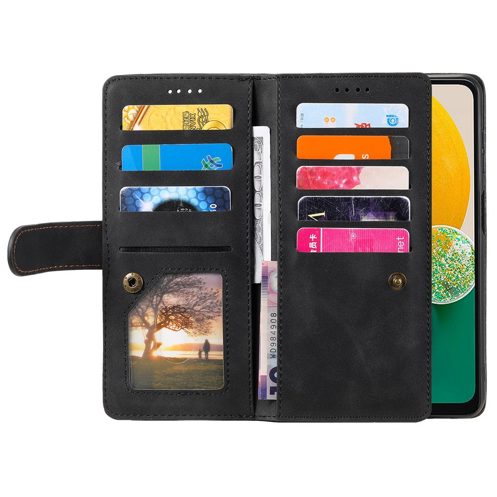 For Samsung Galaxy S26  /  S26 Pro Case 9 Card Slots Zipper Wallet PU Leather Phone Cover with Wrist Strap