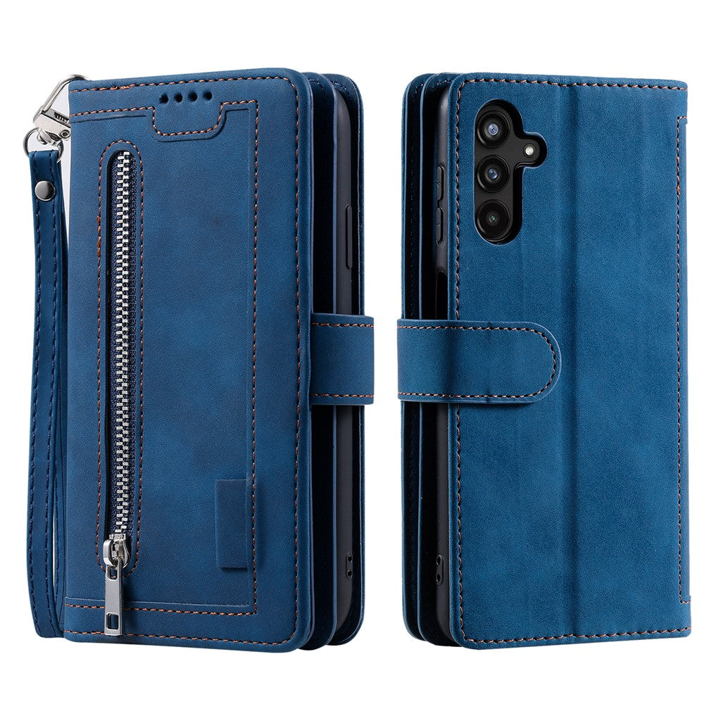 For Samsung Galaxy S26  /  S26 Pro Case 9 Card Slots Zipper Wallet PU Leather Phone Cover with Wrist Strap