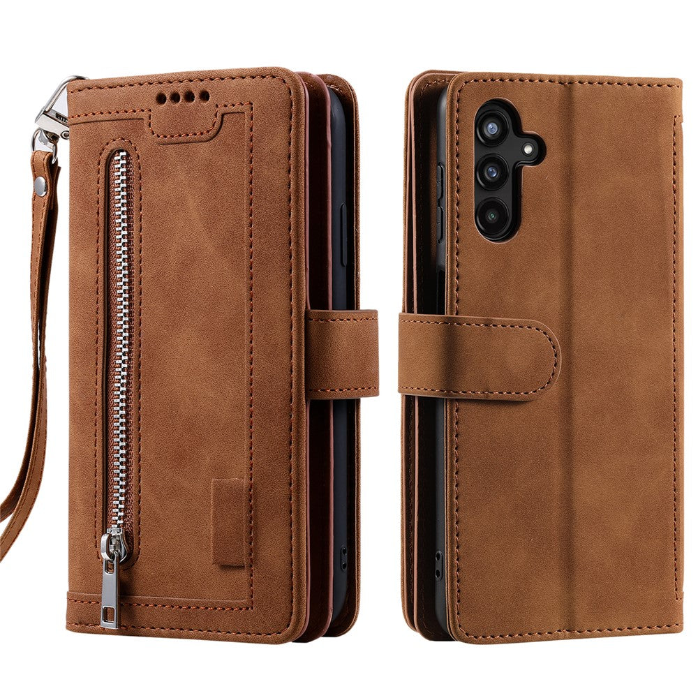 For Samsung Galaxy S26  /  S26 Pro Case 9 Card Slots Zipper Wallet PU Leather Phone Cover with Wrist Strap