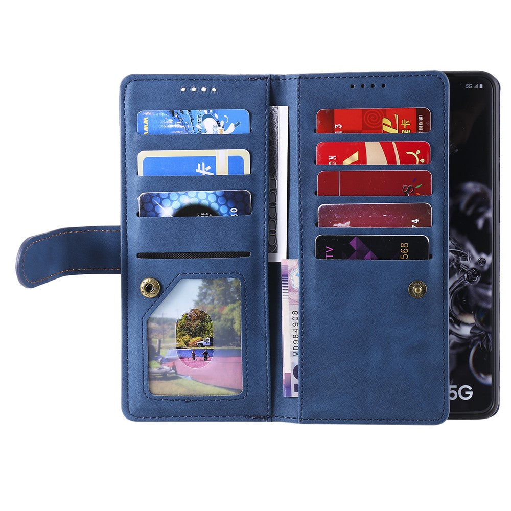 For Samsung Galaxy S26 Ultra Case 9 Card Slots Zipper Wallet PU Leather Phone Cover with Wrist Strap
