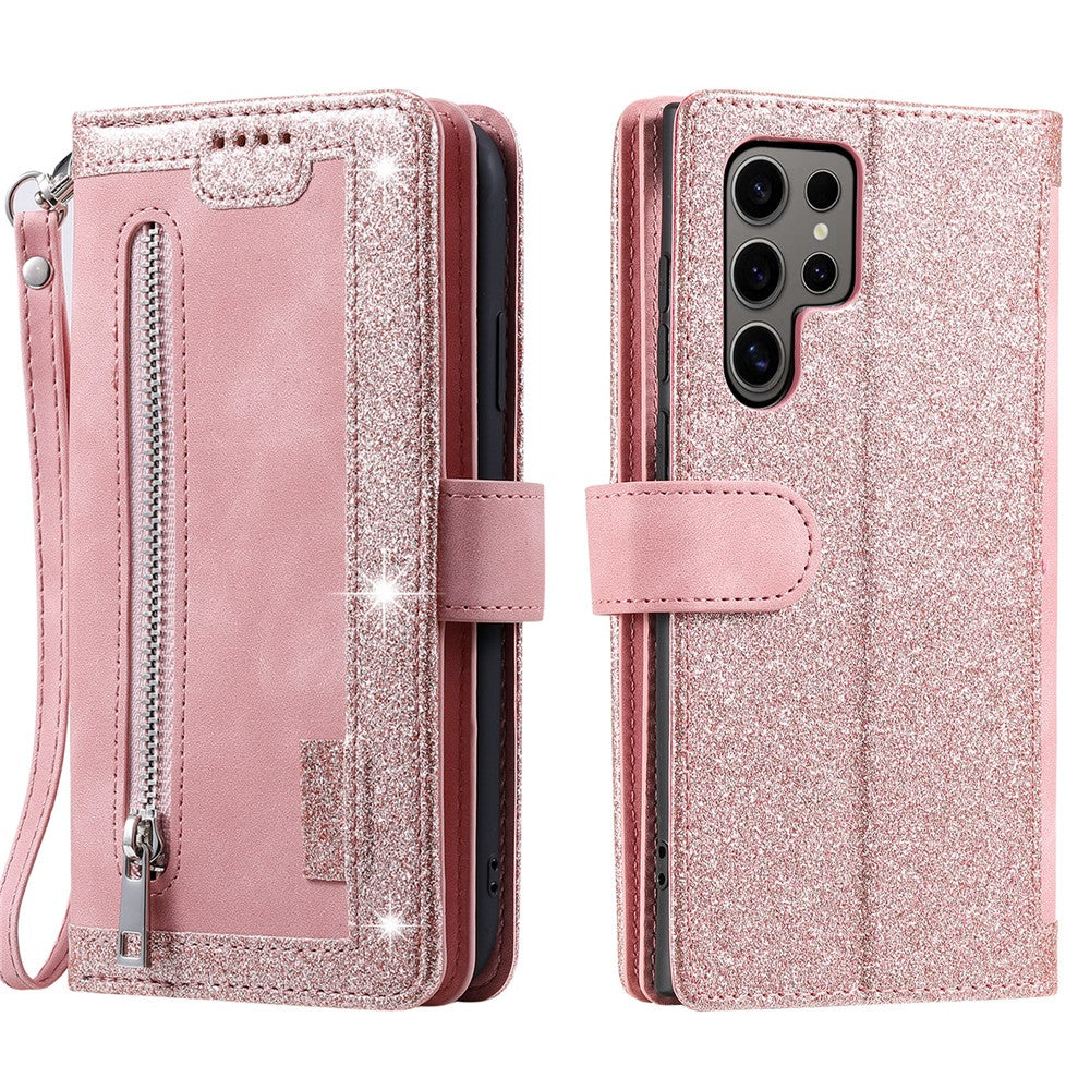 For Samsung Galaxy S26 Ultra Case 9 Card Slots Zipper Wallet PU Leather Phone Cover with Wrist Strap