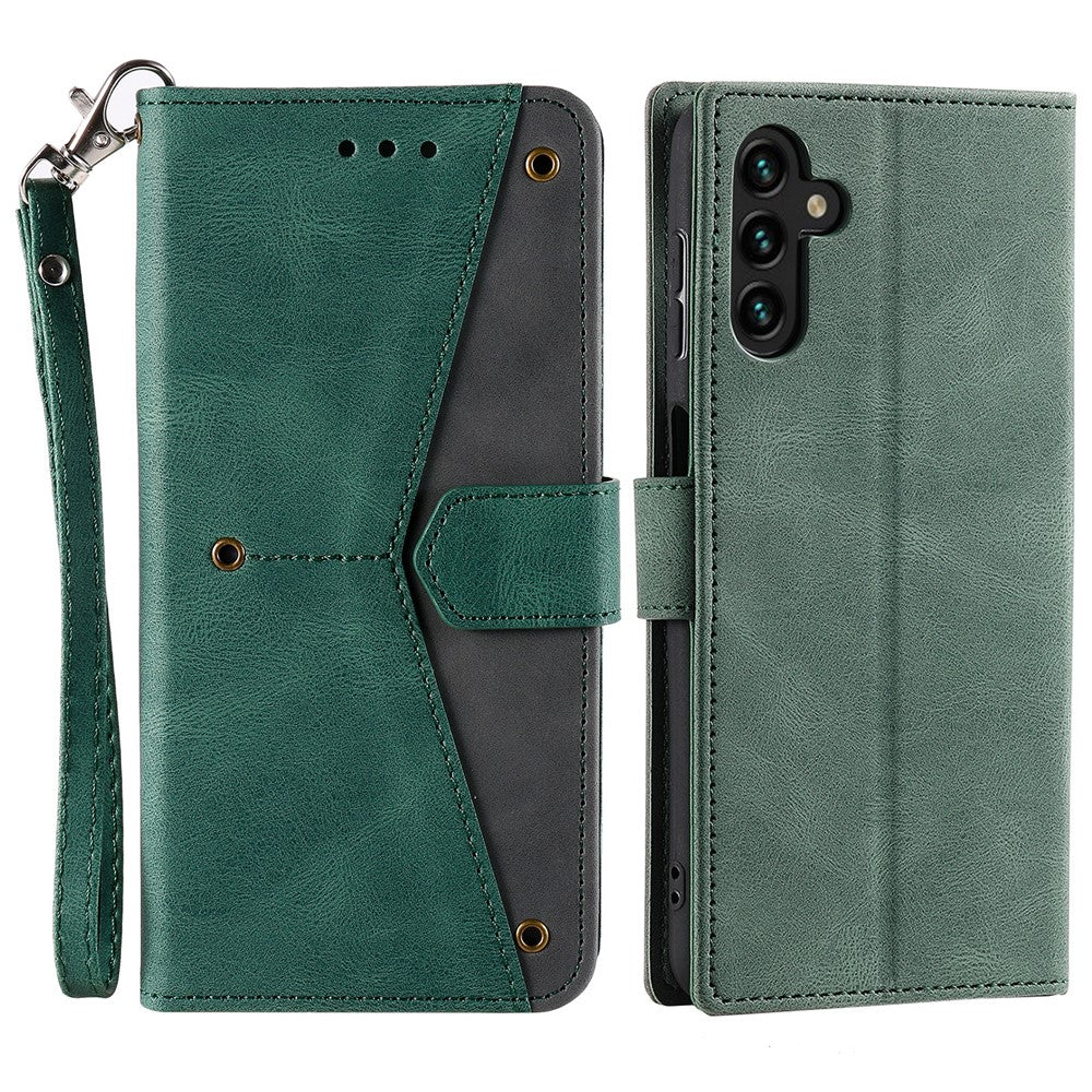 For Samsung Galaxy S26  /  S26 Pro Leather Case Splicing Stitching Wallet Phone Cover with Wrist Strap