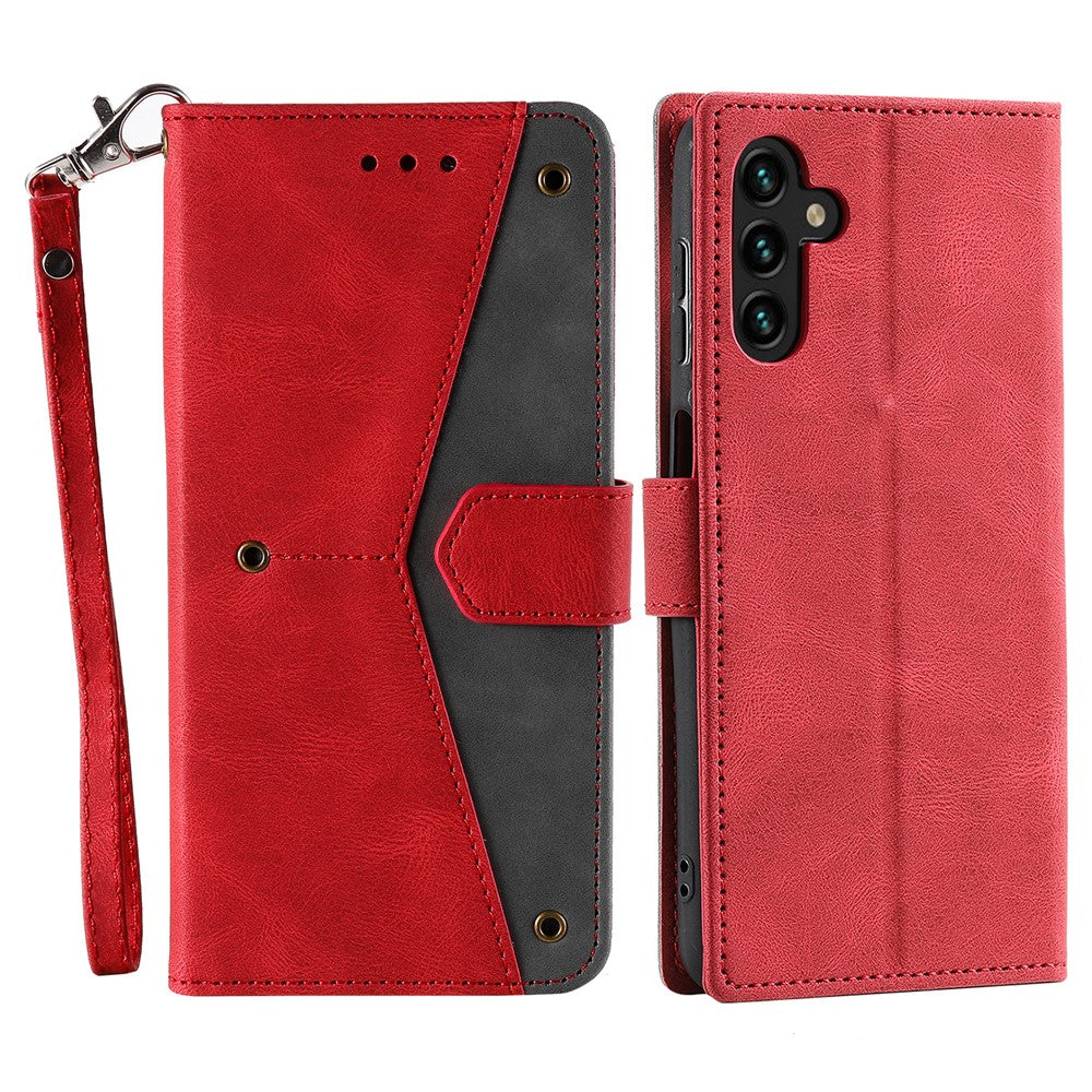 For Samsung Galaxy S26  /  S26 Pro Leather Case Splicing Stitching Wallet Phone Cover with Wrist Strap