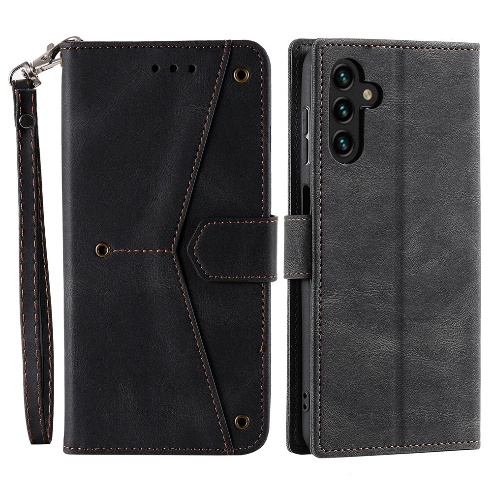 For Samsung Galaxy S26  /  S26 Pro Leather Case Splicing Stitching Wallet Phone Cover with Wrist Strap