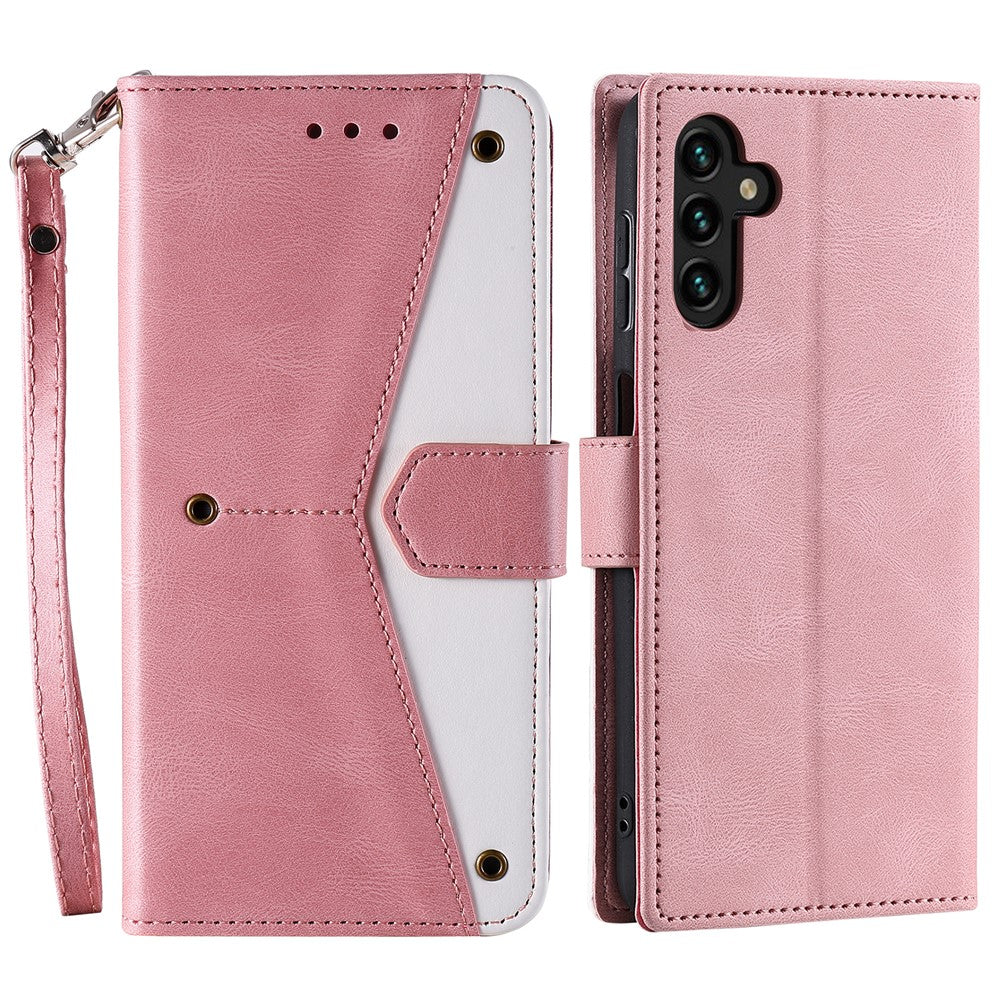 For Samsung Galaxy S26  /  S26 Pro Leather Case Splicing Stitching Wallet Phone Cover with Wrist Strap