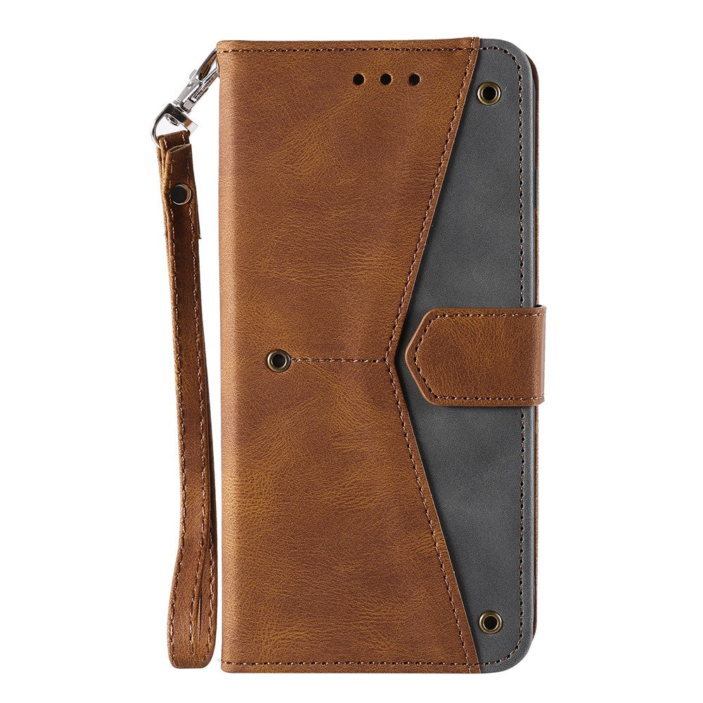 For Samsung Galaxy S26 Ultra Leather Case Splicing Stitching Wallet Phone Cover with Wrist Strap