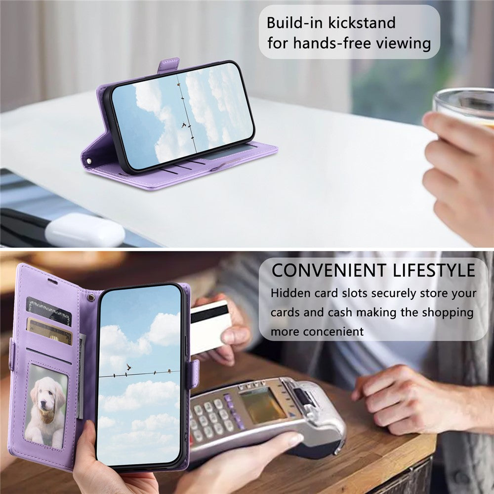 For Samsung Galaxy S26  /  S26 Pro Leather Case Rhombus Texture Wallet Stand Phone Cover with Wrist Strap