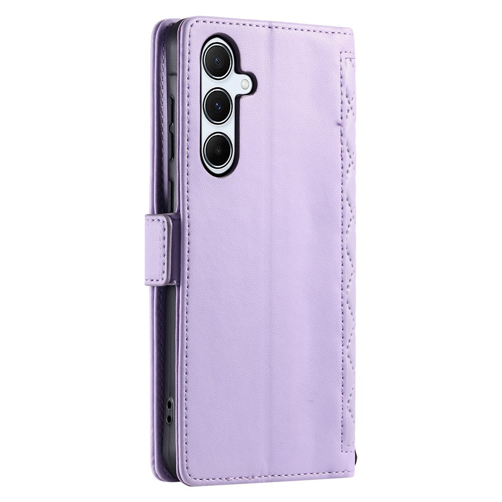 For Samsung Galaxy S26  /  S26 Pro Leather Case Rhombus Texture Wallet Stand Phone Cover with Wrist Strap